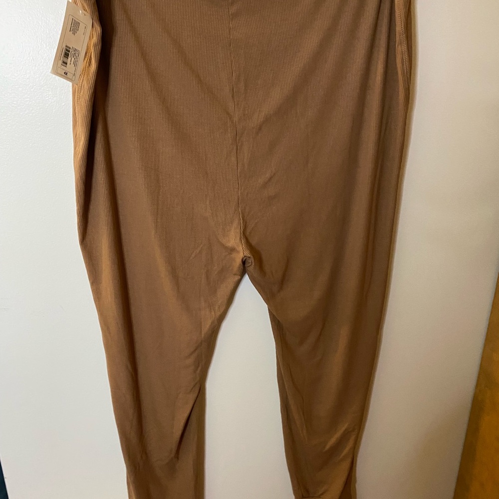 Stars Above Pajama Leggings Womens 4X Elastic-Waist Ribbed Stretch Brown NWT